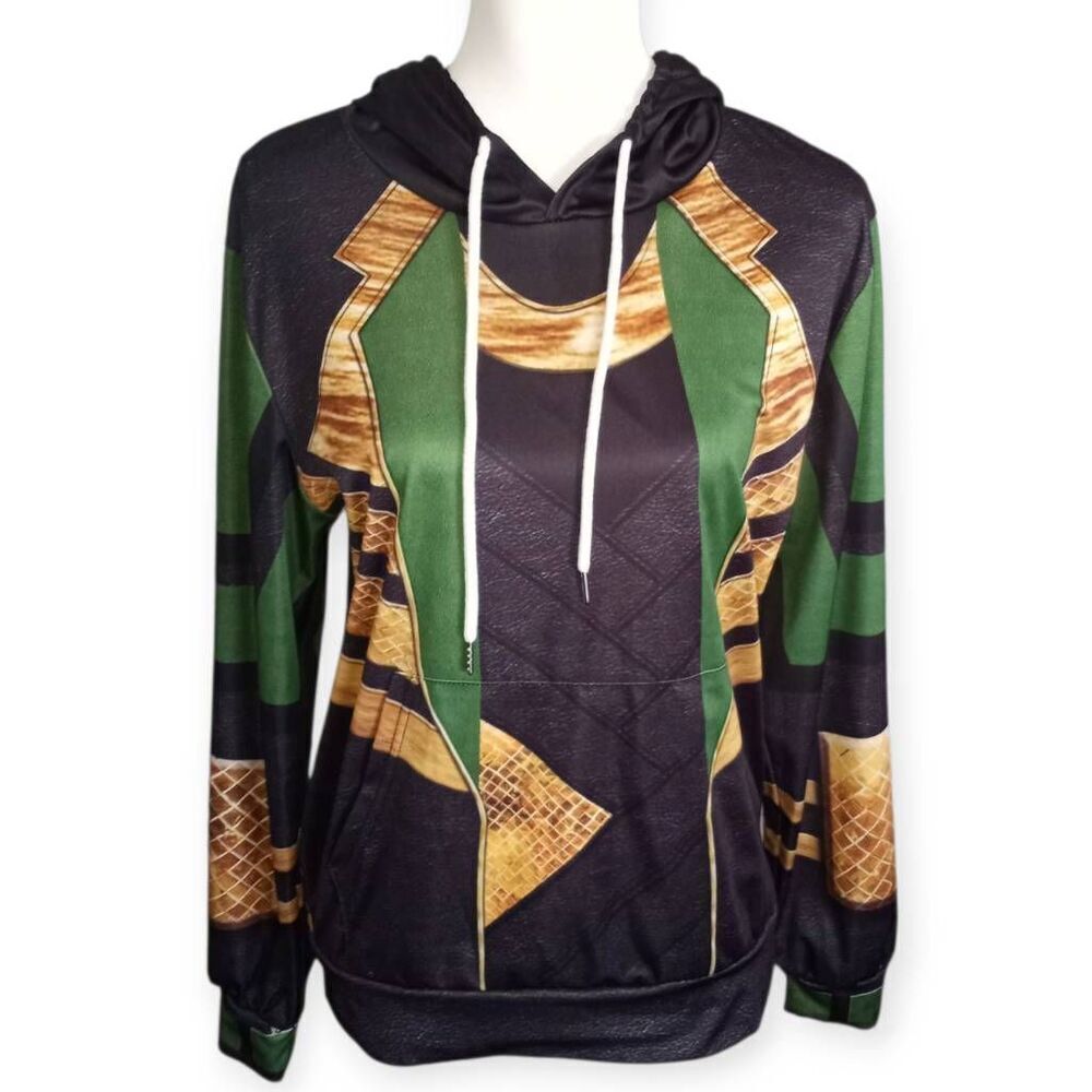 AVENGERS LOKI HOODIE GREEN & BLACK SZ.XL EUC